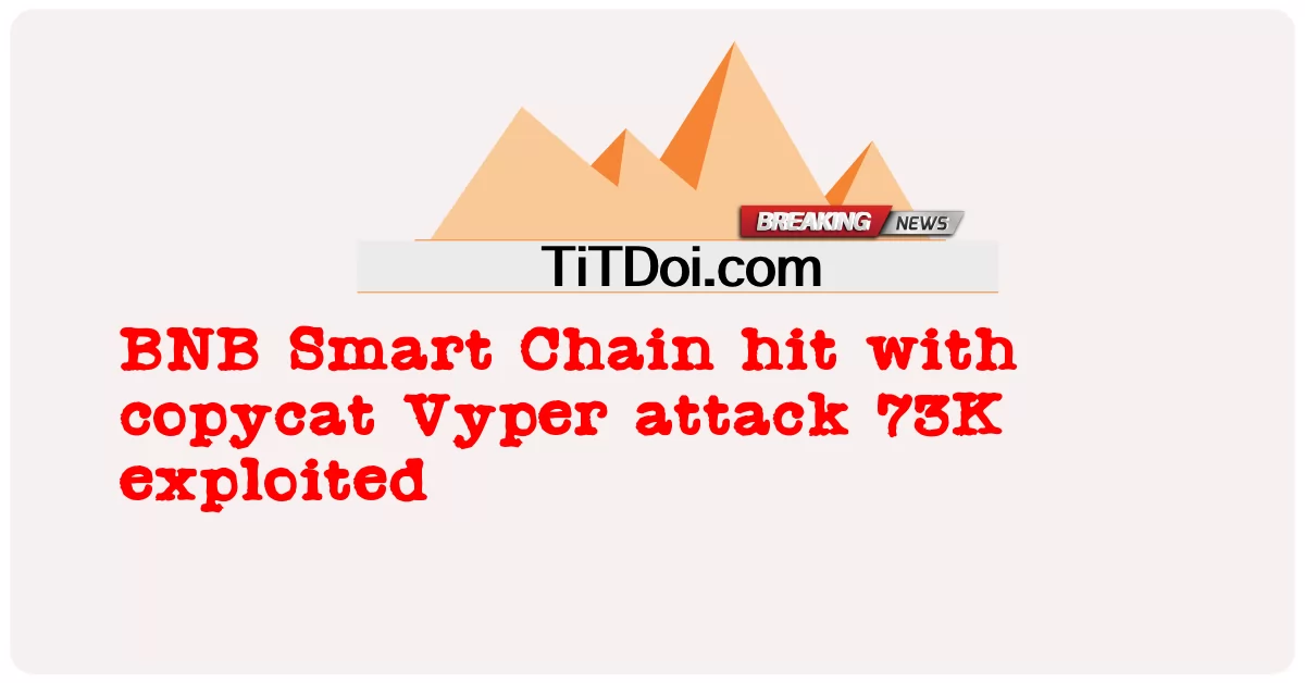 ဘီအန်ဘီ စမတ် ချိန်း သည် မိတ္တူကူး ဗိုင်ပါ တိုက်ခိုက် မှု ၇၃ကေ ဖြင့် ရိုက်ခတ် ခဲ့ -  BNB Smart Chain hit with copycat Vyper attack 73K exploited