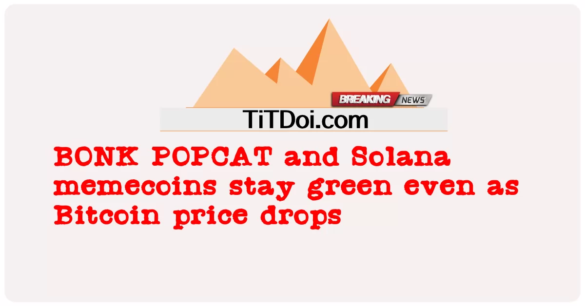 即使比特币价格下跌，BONK POPCAT 和 Solana 模因币也保持绿色 -  BONK POPCAT and Solana memecoins stay green even as Bitcoin price drops