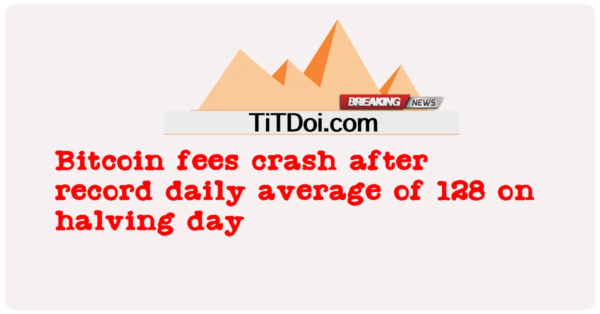  Bitcoin fees crash after record daily average of 128 on halving day