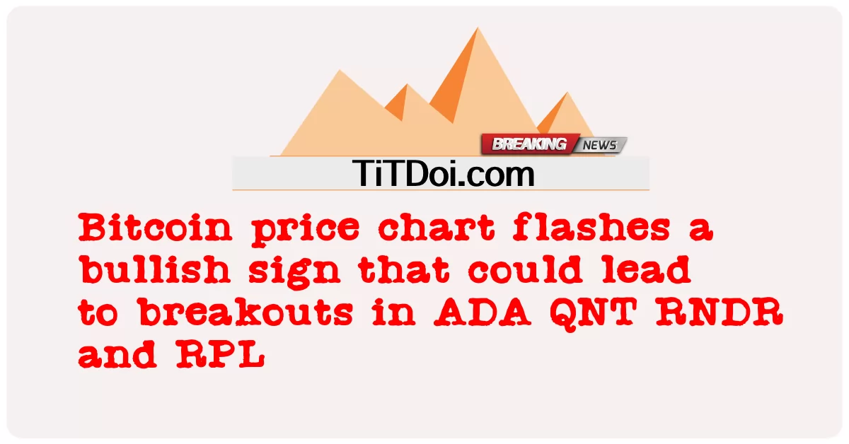 На графике цены биткоина мигает бычий знак, который может привести к прорывам в ADA, QNT, RNDR и RPL -  Bitcoin price chart flashes a bullish sign that could lead to breakouts in ADA QNT RNDR and RPL