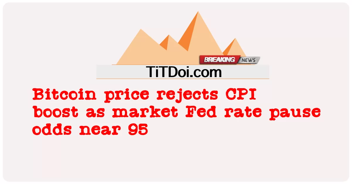 比特币价格拒绝CPI上涨，因为市场美联储利率暂停赔率接近95 -  Bitcoin price rejects CPI boost as market Fed rate pause odds near 95