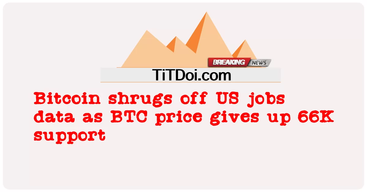 比特币对美国就业数据不屑一顾，因为 BTC 价格放弃了 66K 支撑 -  Bitcoin shrugs off US jobs data as BTC price gives up 66K support
