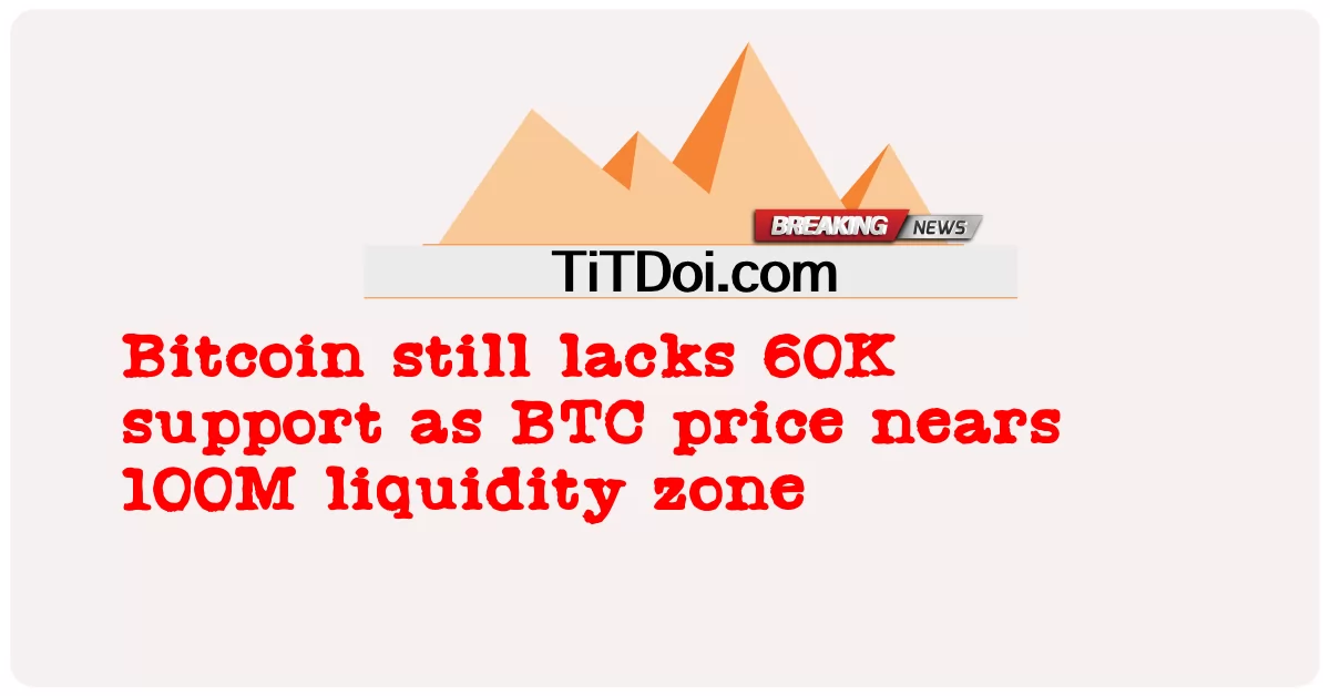 비트코인은 BTC 가격이 100M 유동성 영역에 가까워짐에 따라 여전히 60K 지지선이 부족합니다. -  Bitcoin still lacks 60K support as BTC price nears 100M liquidity zone