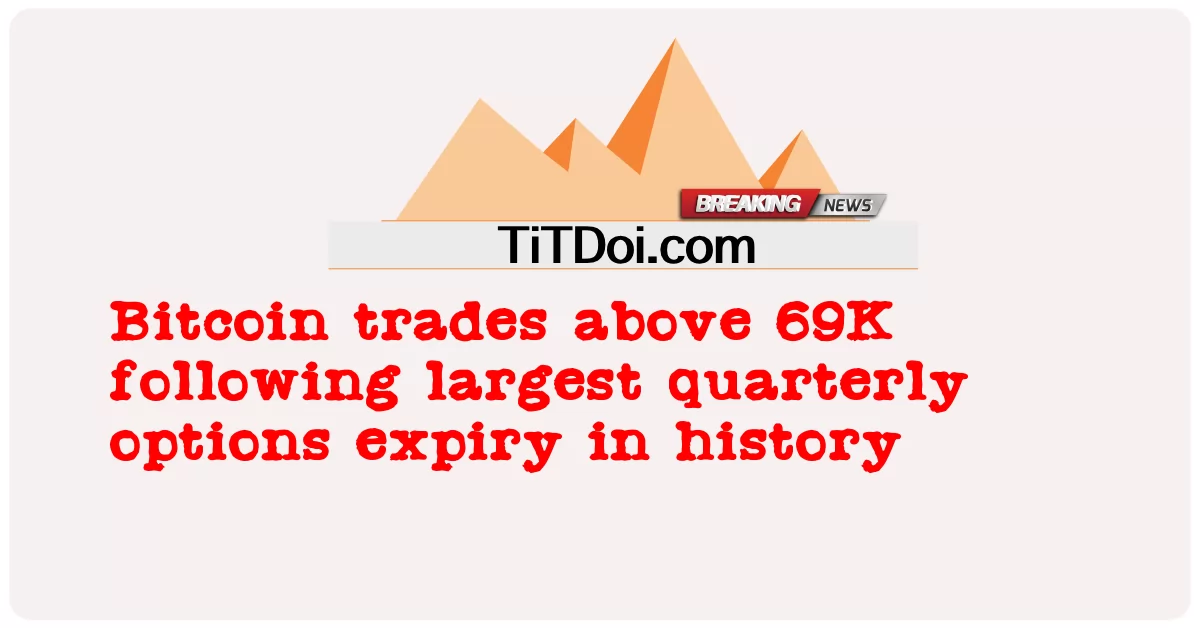 비트코인은 역사상 가장 큰 분기별 옵션 만기 이후 69K 이상에서 거래됩니다. -  Bitcoin trades above 69K following largest quarterly options expiry in history