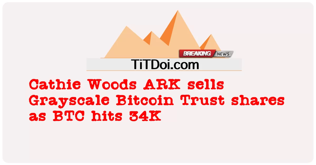Cathie Woods ARK ຂາຍຮຸ້ນ Grayscale Bitcoin Trust ຂະນະທີ່ BTC hits 34K -  Cathie Woods ARK sells Grayscale Bitcoin Trust shares as BTC hits 34K