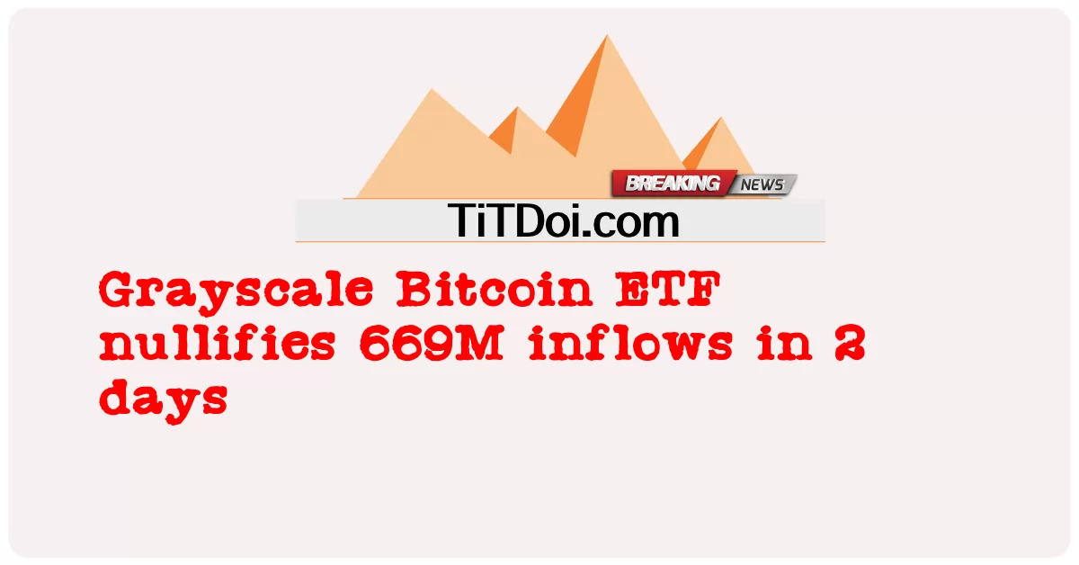 ETF de Bitcoin Grayscale anula 669 milhões de entradas em 2 dias -  Grayscale Bitcoin ETF nullifies 669M inflows in 2 days