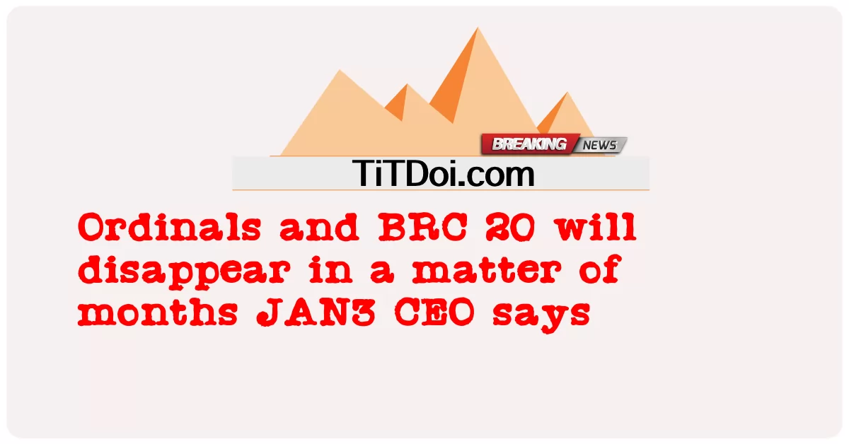 Ordinal dan BRC 20 akan hilang dalam hitungan bulan CEO JAN3 mengatakan -  Ordinals and BRC 20 will disappear in a matter of months JAN3 CEO says