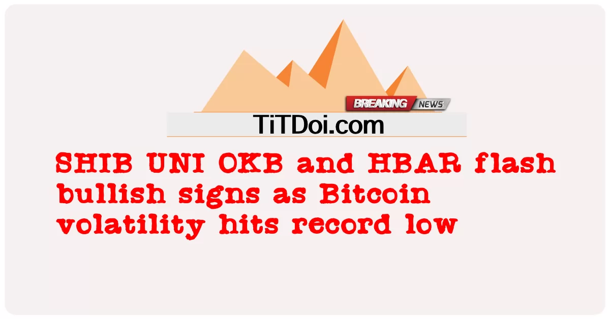बिटकॉइन में उतार-चढ़ाव रिकॉर्ड निचले स्तर पर पहुंचने से शिब यूनी, ओकेबी और एचबीएआर में तेजी के संकेत -  SHIB UNI OKB and HBAR flash bullish signs as Bitcoin volatility hits record low