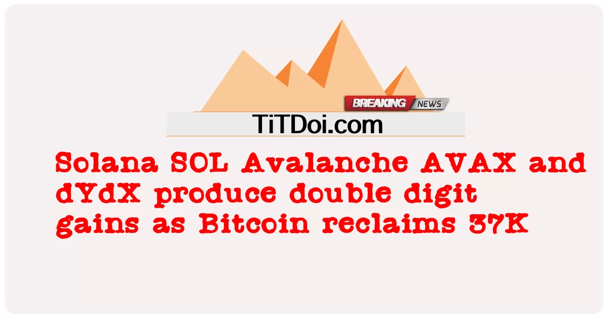 Solana SOL Avalanche AVAX ແລະ dYdX ຜະລິດຜົນກໍາໄລສອງຕົວເລກໃນຂະນະທີ່ Bitcoin reclaims 37K -  Solana SOL Avalanche AVAX and dYdX produce double digit gains as Bitcoin reclaims 37K