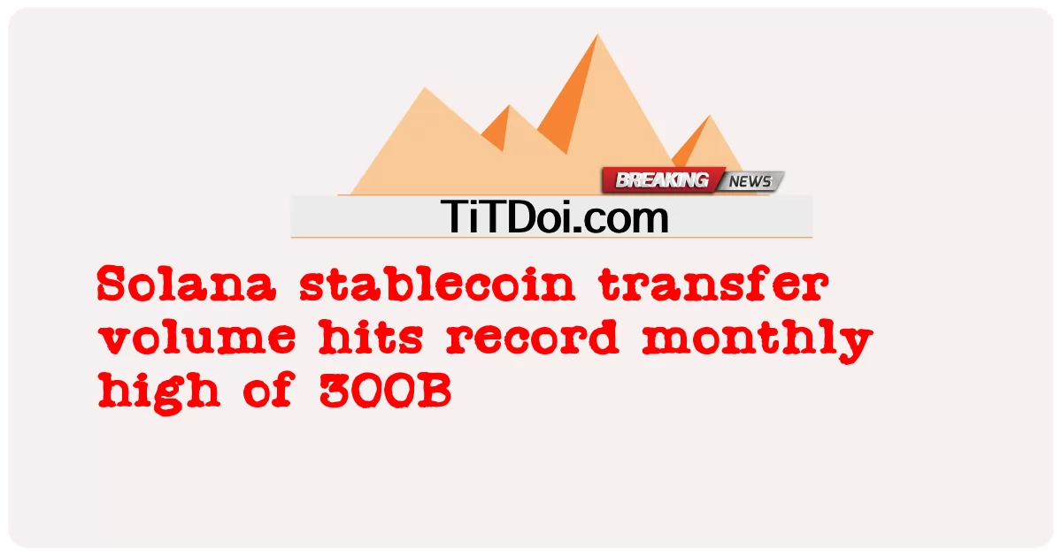 솔라나 스테이블코인 거래량, 월간 최고치인 300B 기록 -  Solana stablecoin transfer volume hits record monthly high of 300B