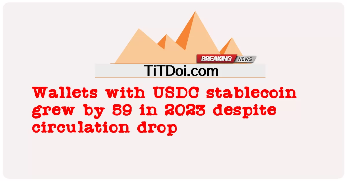 USDC 스테이블코인이 있는 지갑은 유통량 감소에도 불구하고 2023년에 59개 증가했습니다. -  Wallets with USDC stablecoin grew by 59 in 2023 despite circulation drop